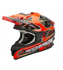 Casco Moto Cross Scorpion Vx 15 Mod Magma 2015 Nero Rosso Neon