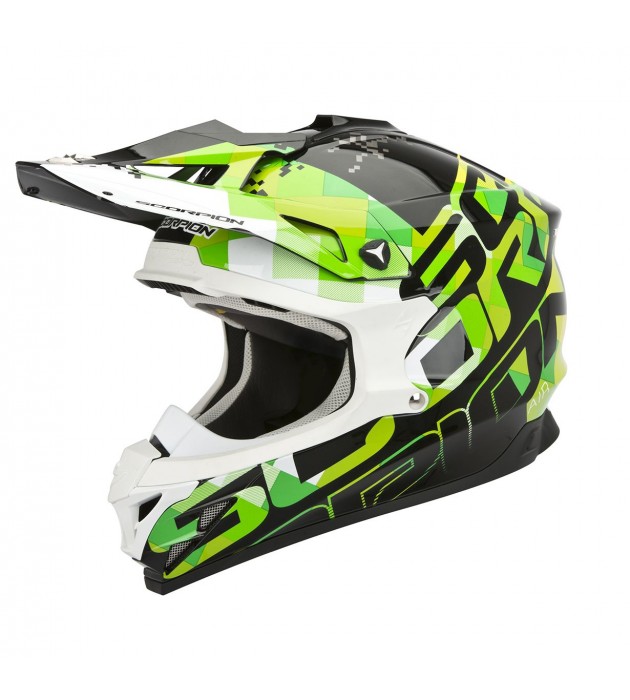 Casco Moto Cross Scorpion Vx 15 Mod Evo Grid 2015 Nero Verde