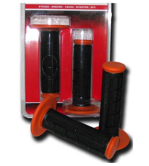 Manopola Moto Cross Enduro BCR Half Waffle Arancio Nero