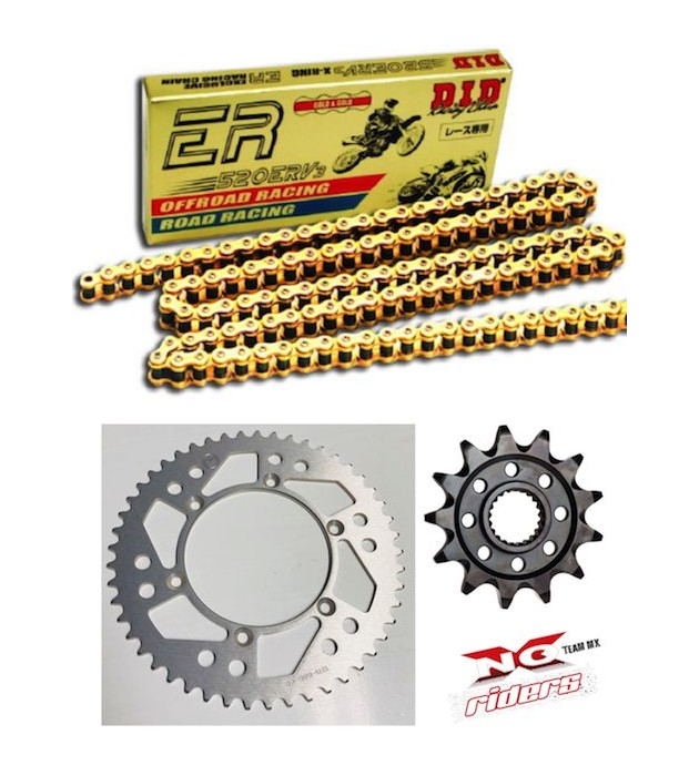 Kit Catena Corona e Pignone DID 520ERV3 HUSQVARNA TE-TC-FE-FC 120 Maglie Oro